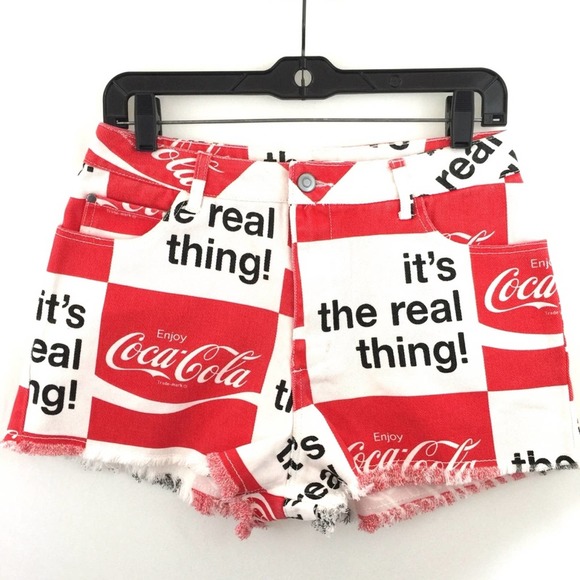 Coca Cola Denim Jean Shorts Size Medium High Waist - Picture 1 of 7